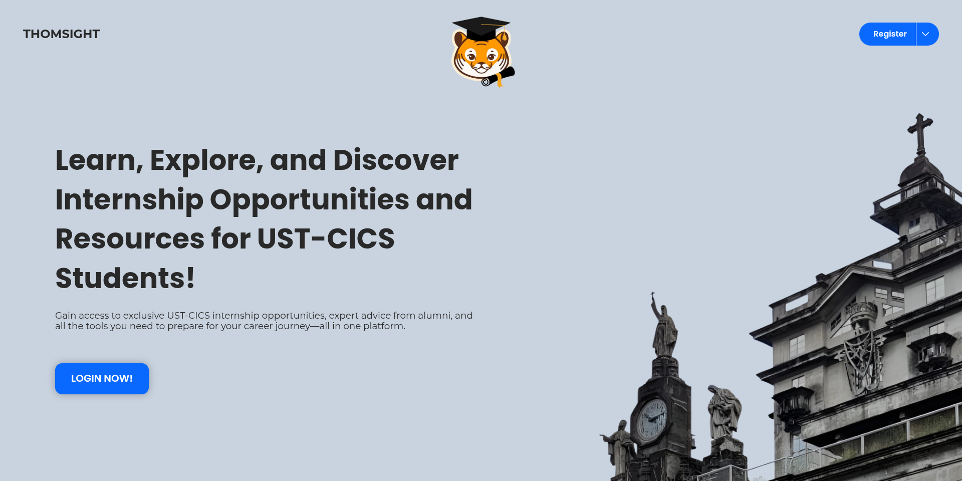 Landing page of Thomsight